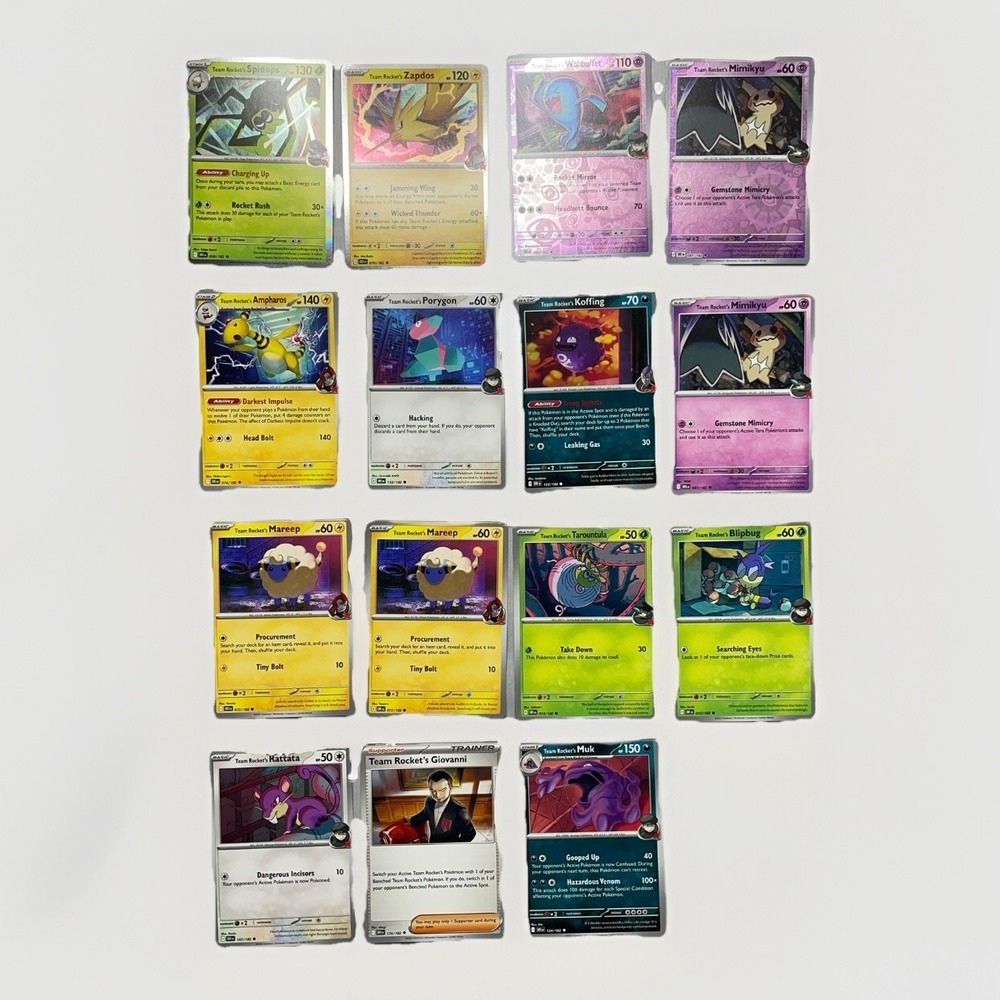 Pokémon TCG Destined Rivals 15-Card Lot Team Rocket Zapdos Holo Spidops Mimikyu
